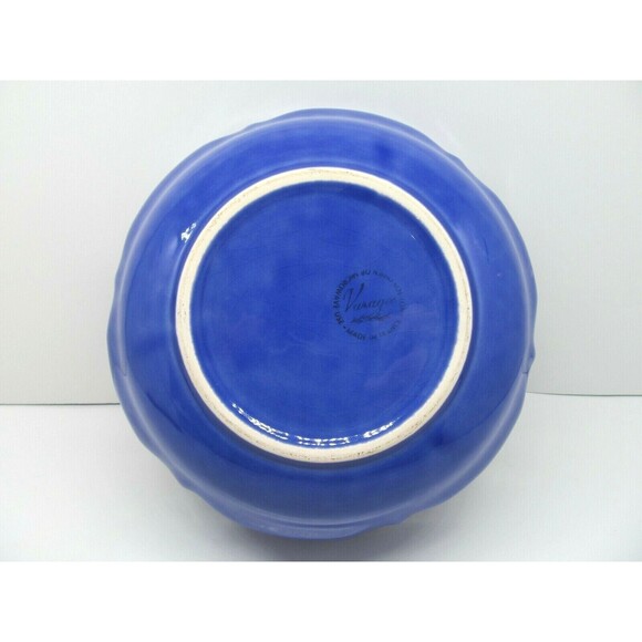Varages France Luberon 10" Cobalt Blue Embossed Serving Bowl 4" Tall - Picture 4 of 7